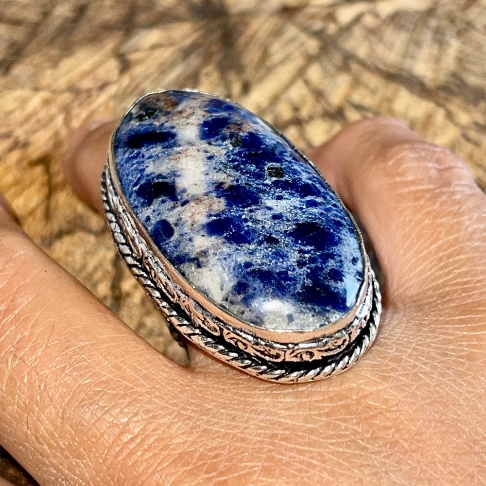 Navy Sodalite Ring Size 8